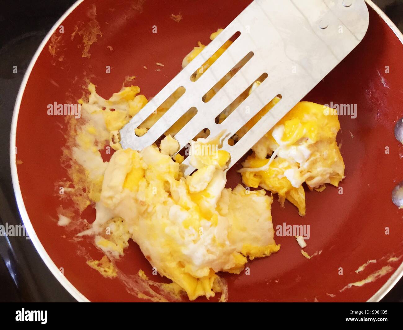 Cooking scrambled eggs - Smartphone Captured Stock Image