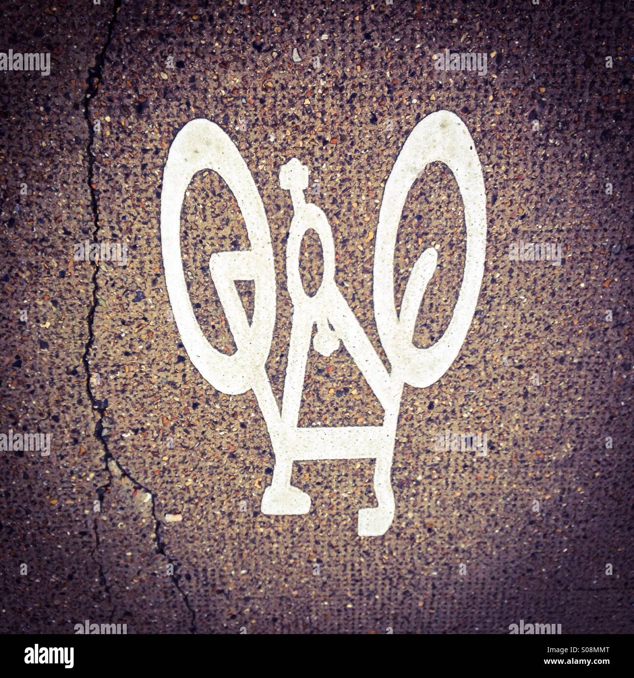 Bicycle road sign upside down. - Smartphone Captured Stock Image