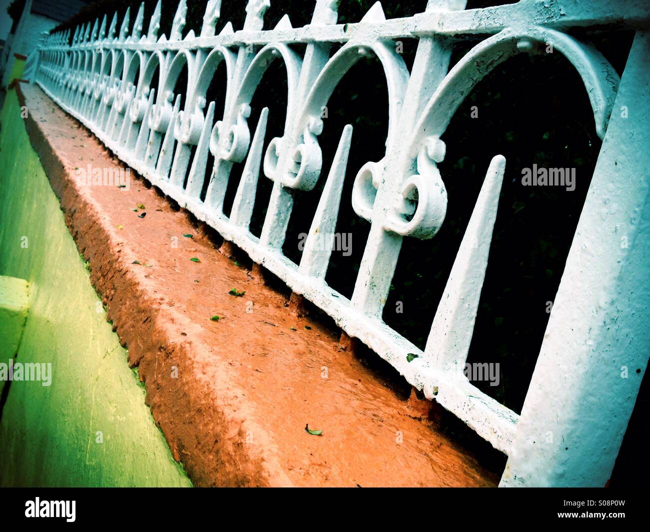 Wall and Iron Fence - Smartphone Captured Stock Image