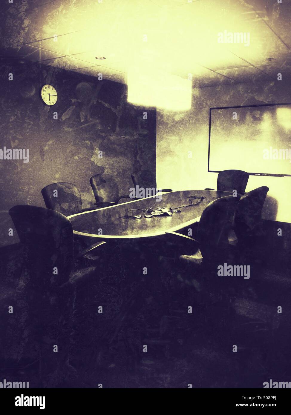 Grunge photo of meeting room - Smartphone Captured Stock Image
