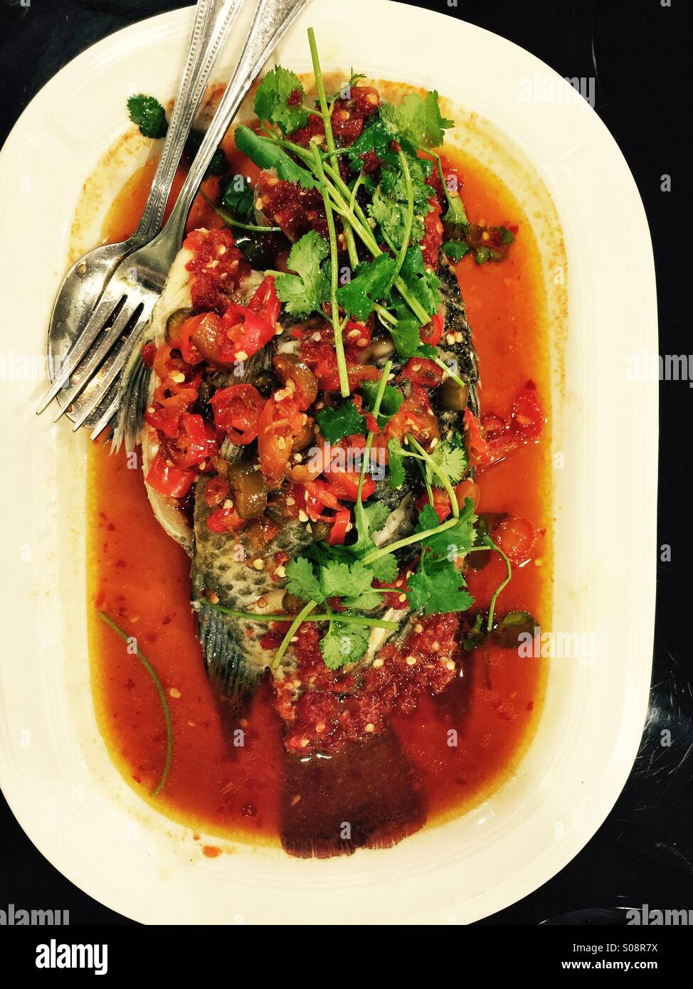 Chinese Whole Fish Dinner Stock Photo Alamy