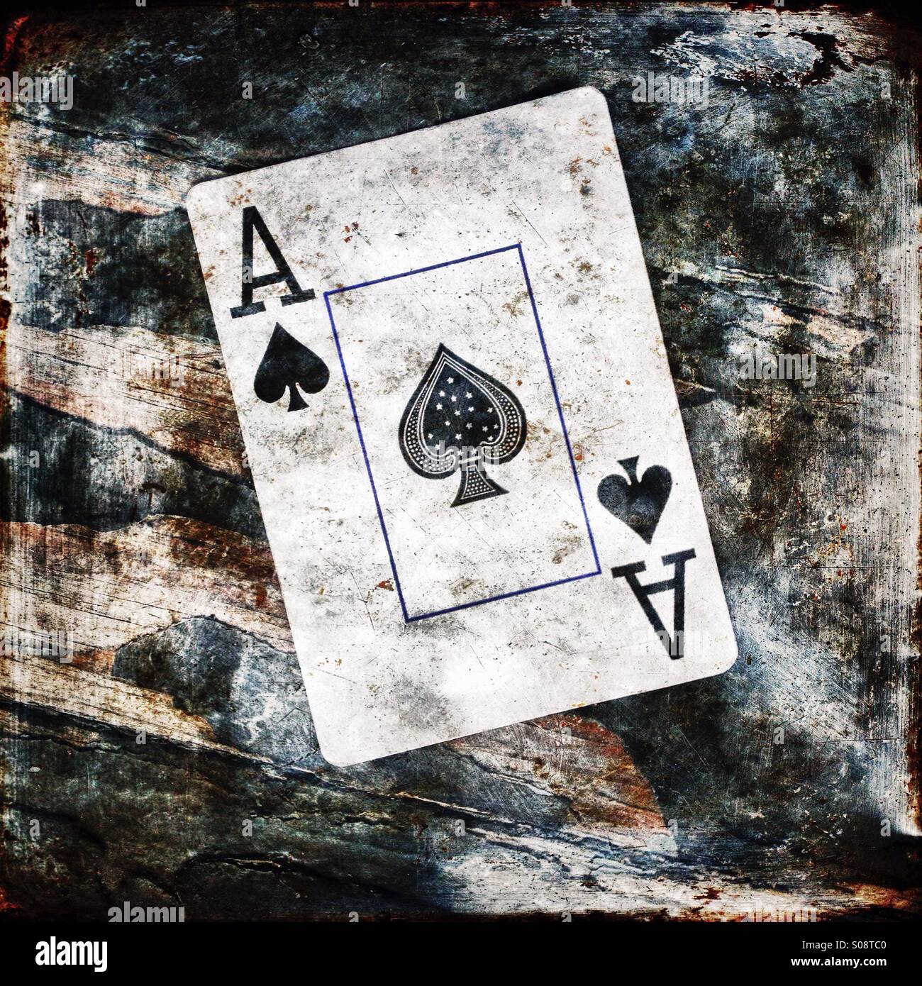 The ace of spades from a deck of playing cards. Stock Photo