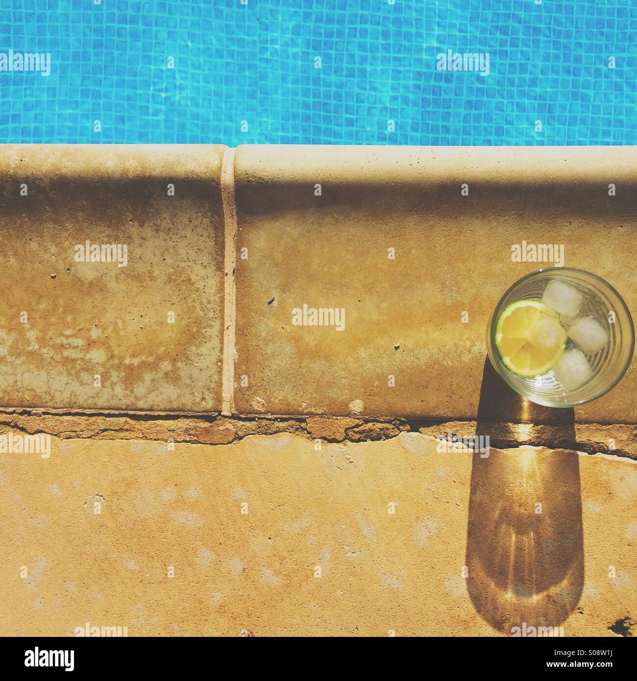 Poolside gin and tonic - Smartphone Captured Stock Image