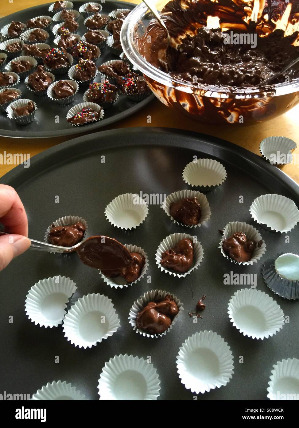 Making candy with nuts - Smartphone Captured Stock Image