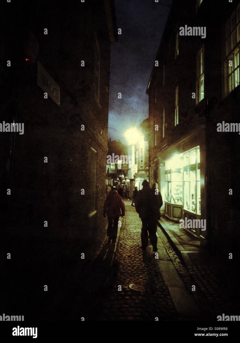 Dark narrow alley York North Yorkshire England UK - Smartphone Captured Stock Image