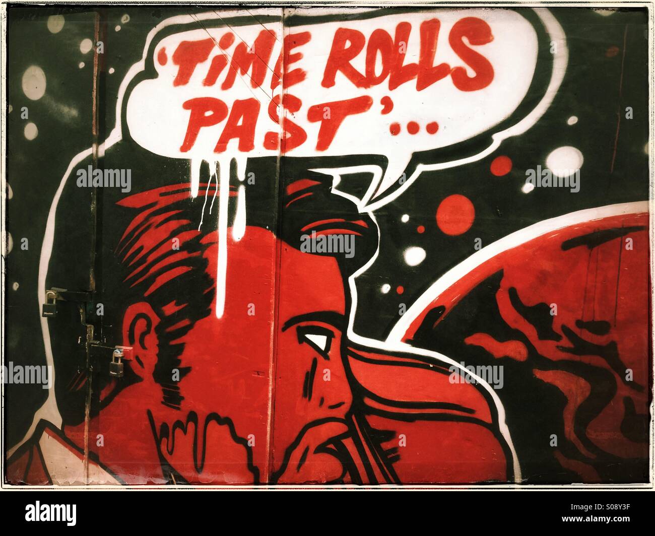 Comics graffiti, Bethnal Green, East London,England - Smartphone Captured Stock Image