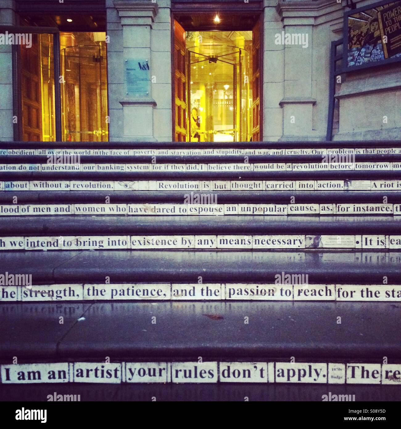 The steps leading up to the Victoria and Albert Museum in London. - Smartphone Captured Stock Image