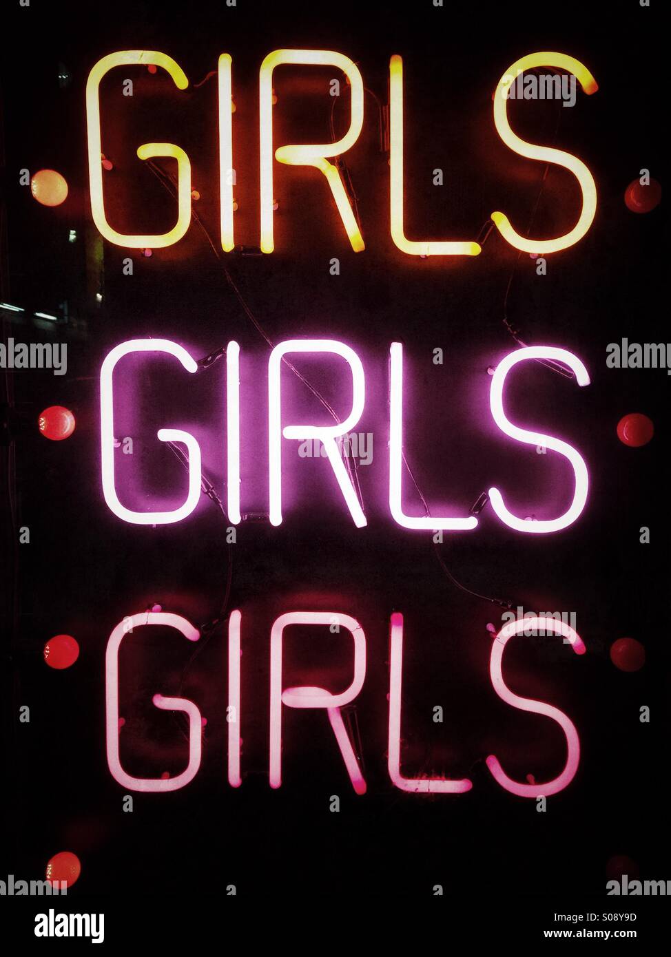 Girls- neon signage,soho,London Stock Photo