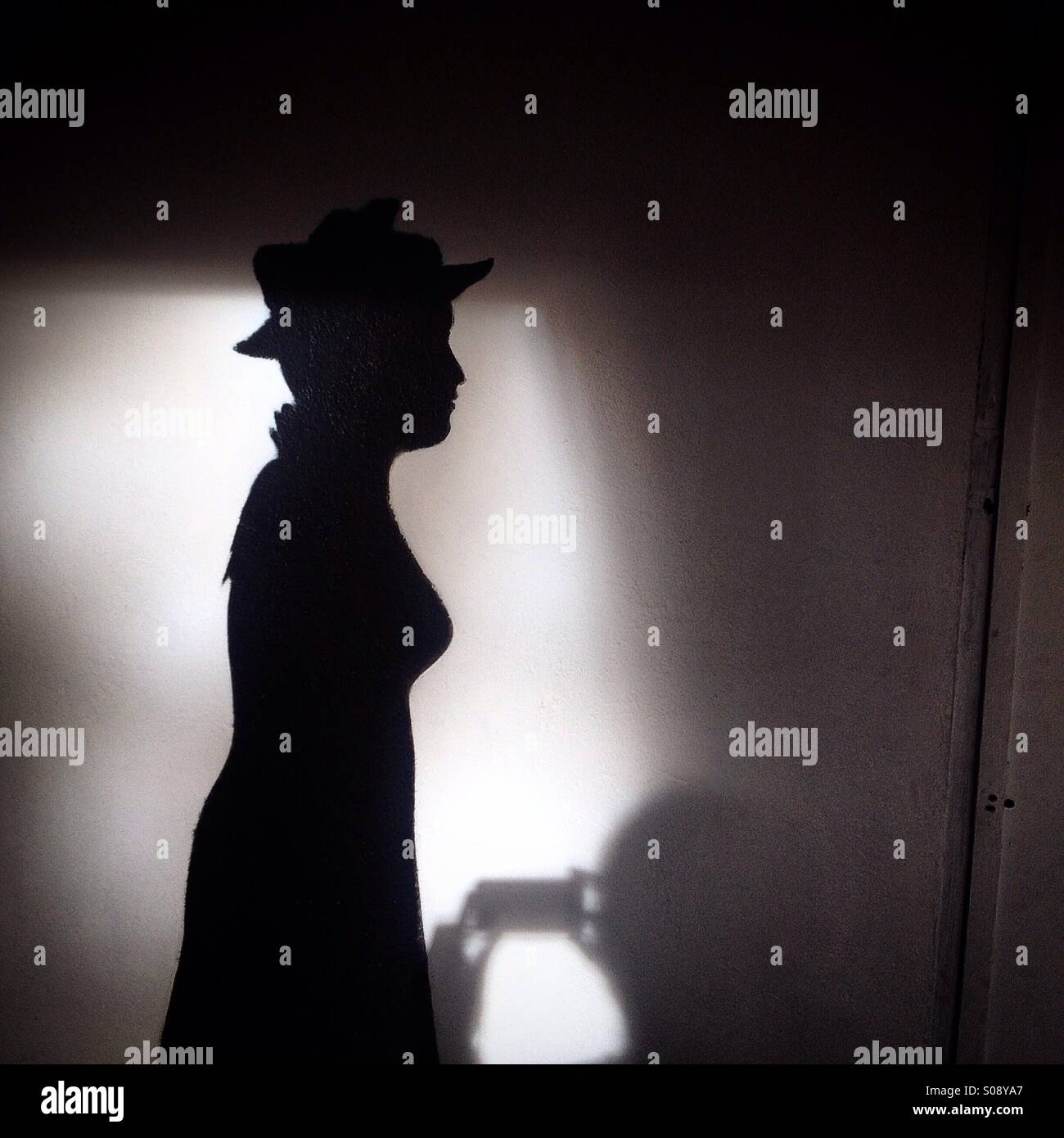 Self portrait with a black silhouette in Colonia Roma, Mexico City, Mexico - Smartphone Captured Stock Image