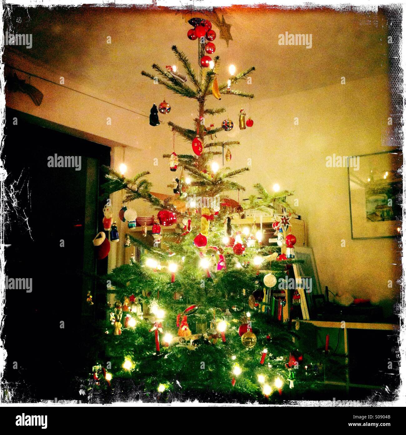 Christmas tree in living room. - Smartphone Captured Stock Image