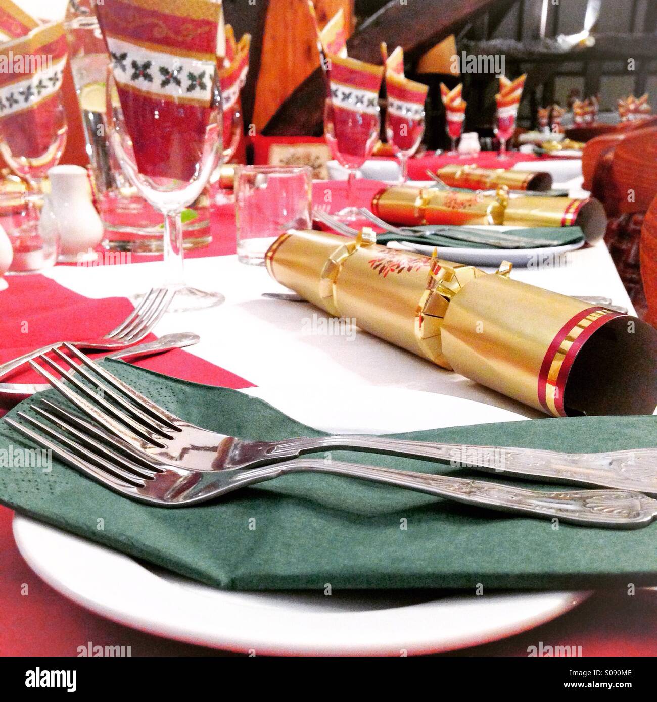 Table all set for Christmas meal. - Smartphone Captured Stock Image