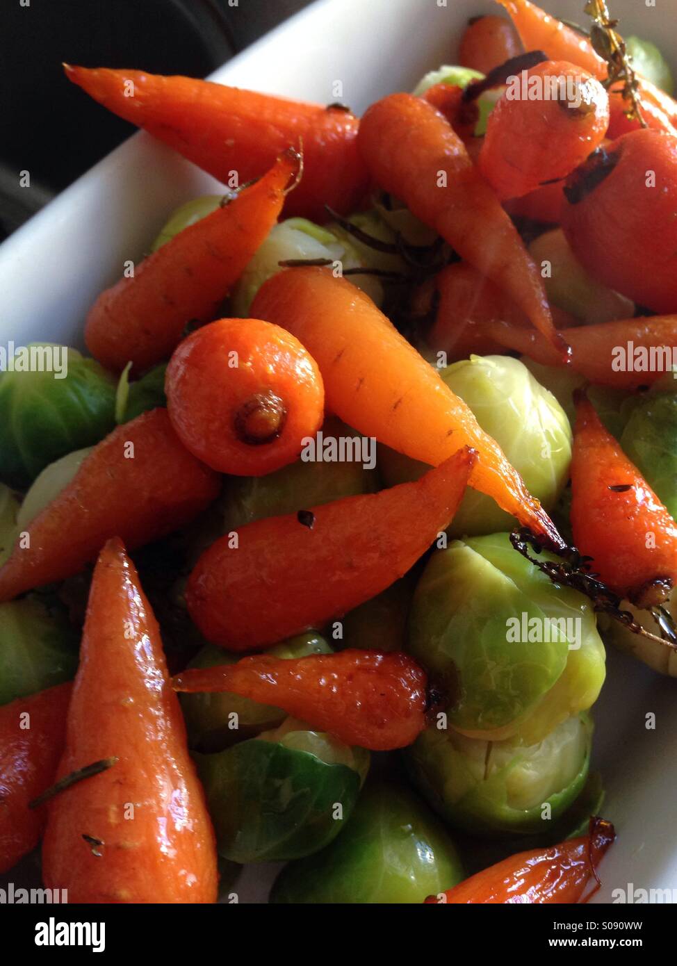 Carrots and Sprouts at Christmas - Smartphone Captured Stock Image