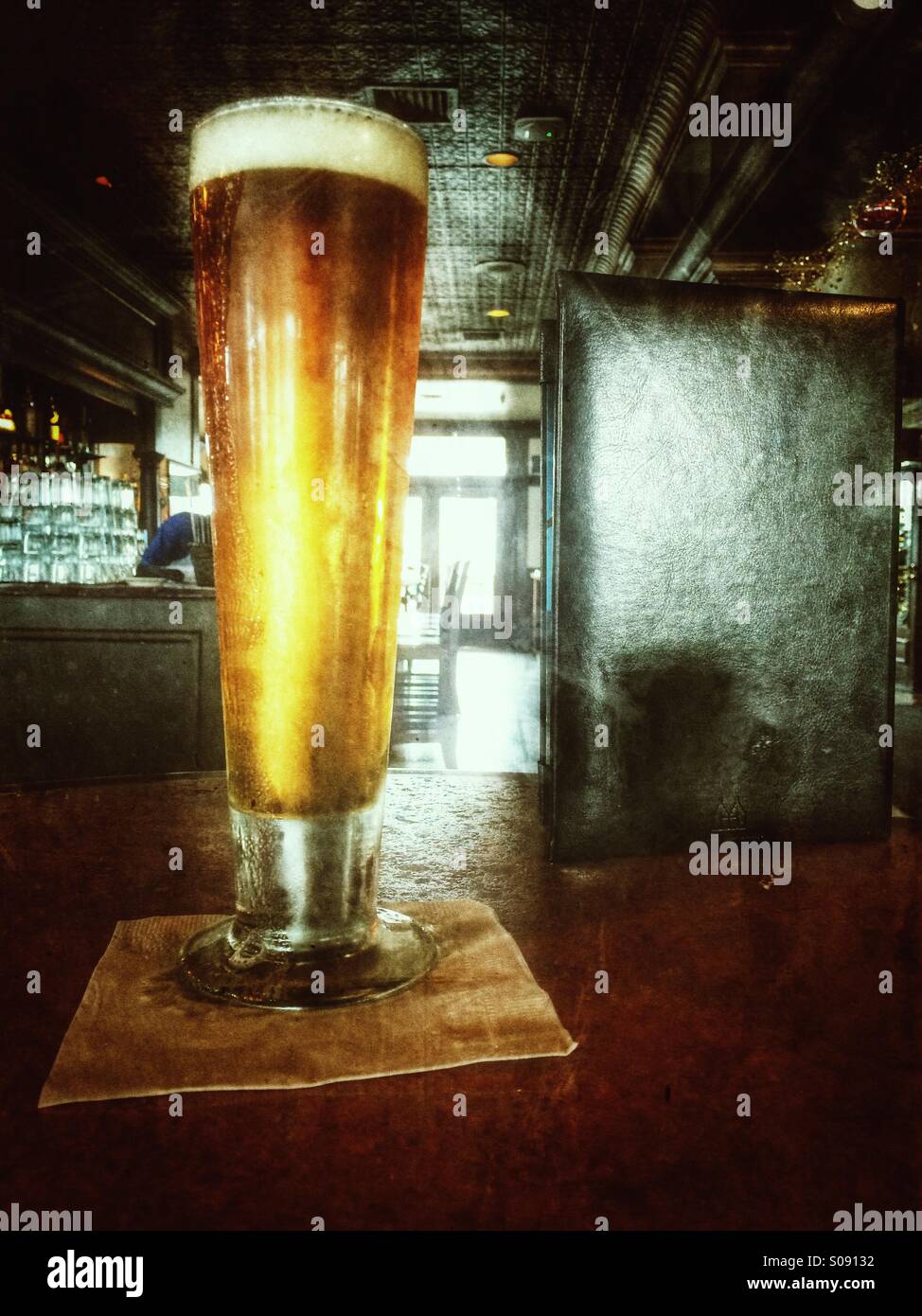 Pub beer and menu - Smartphone Captured Stock Image