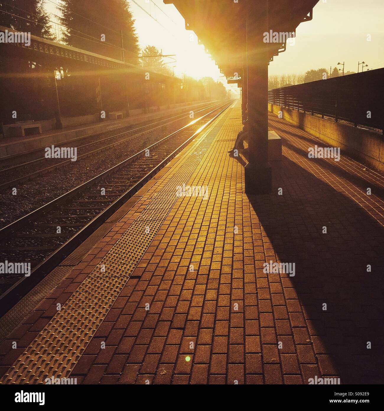 Railway station (dawn) Stock Photo