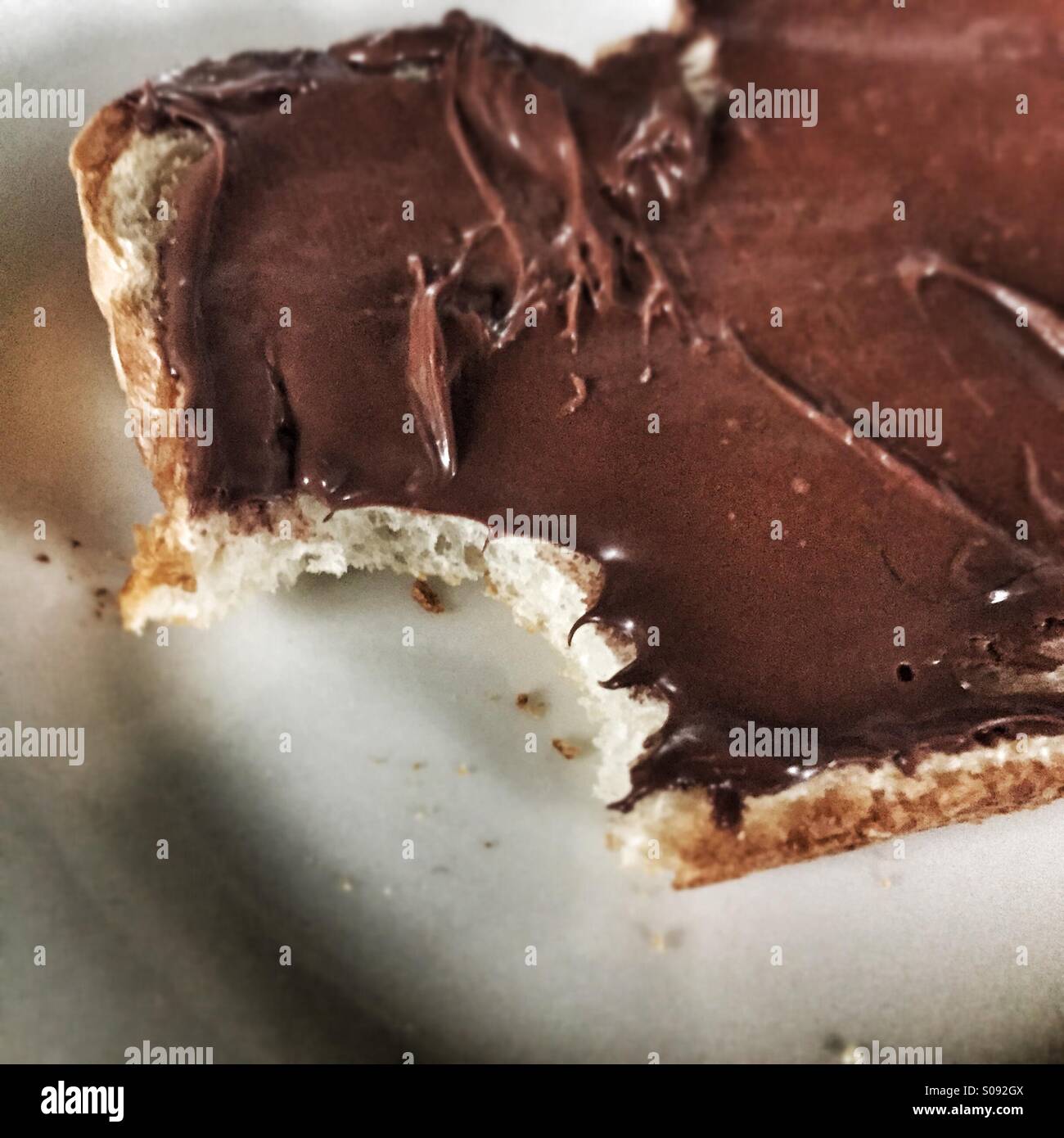 Hazelnut Spread on Toast Stock Photo Alamy