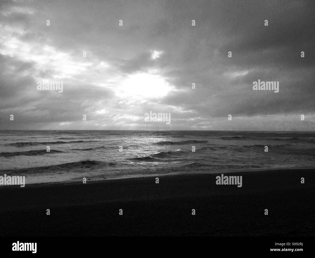 North Sea coast, Bawdsey Ferry, Suffolk, UK. - Smartphone Captured Stock Image