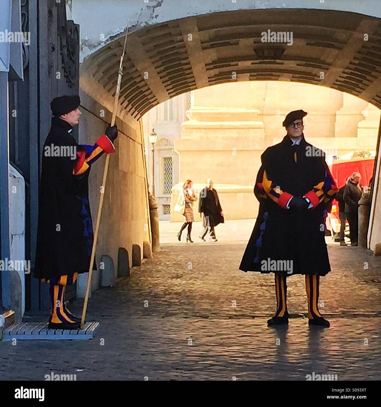 Swiss guard outside the Vatican - Smartphone Captured Stock Image