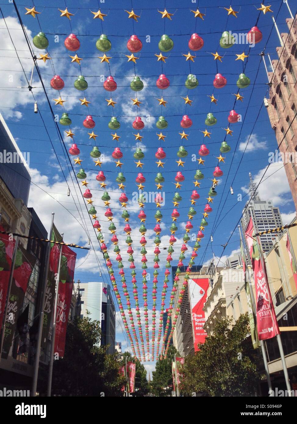 Christmas decorations in Bourke Street Mall in Melbourne, Victoria ...