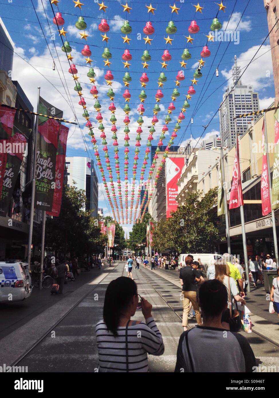 Christmas decorations in the Bourke Street Mall in Melbourne, Victoria