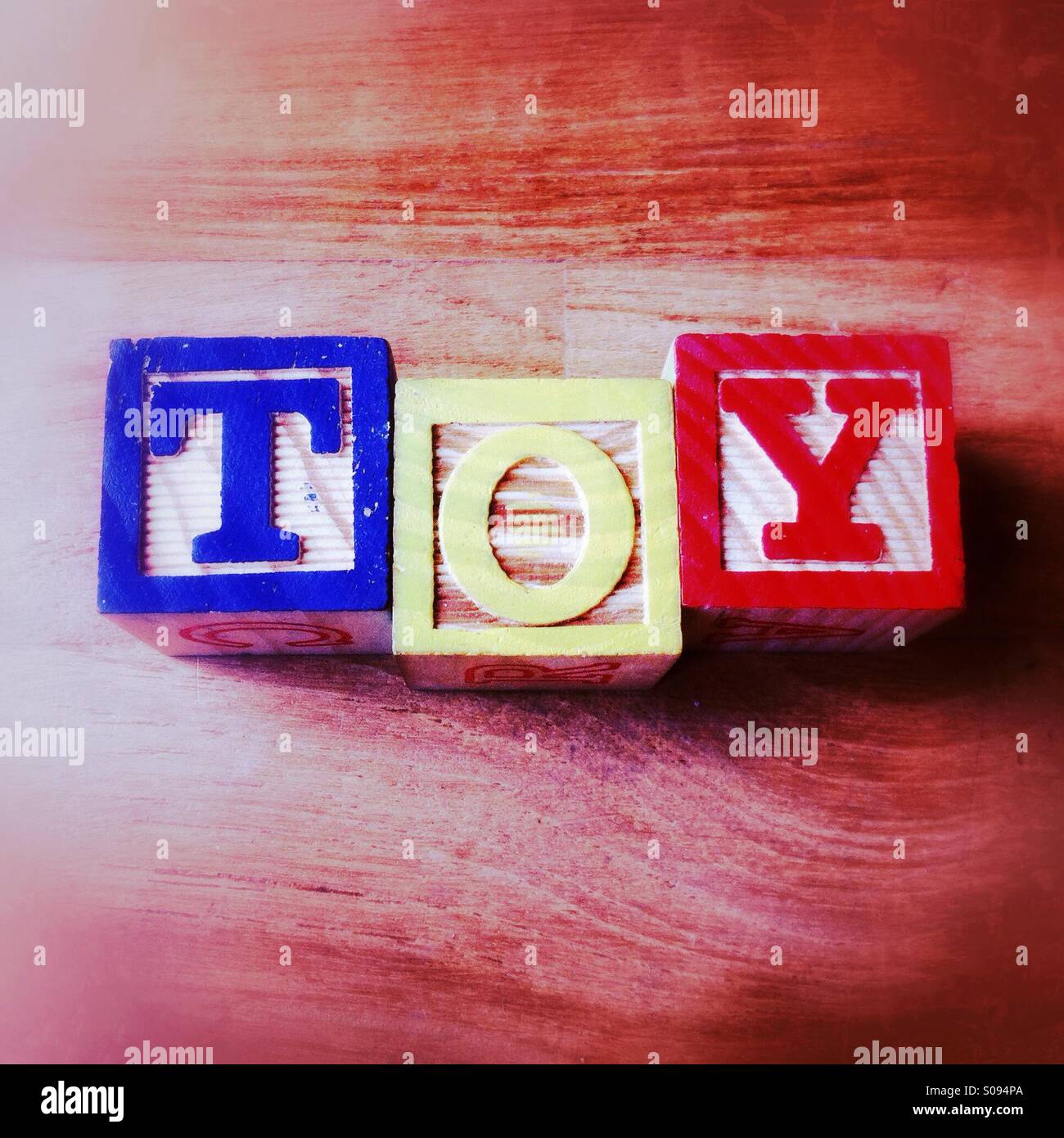 Toy written in wooden alphabet blocks - Smartphone Captured Stock Image