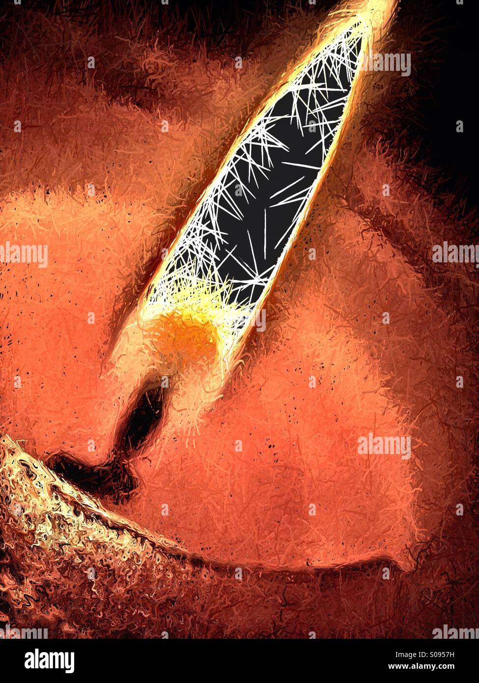 Art effect on candle flame - Smartphone Captured Stock Image