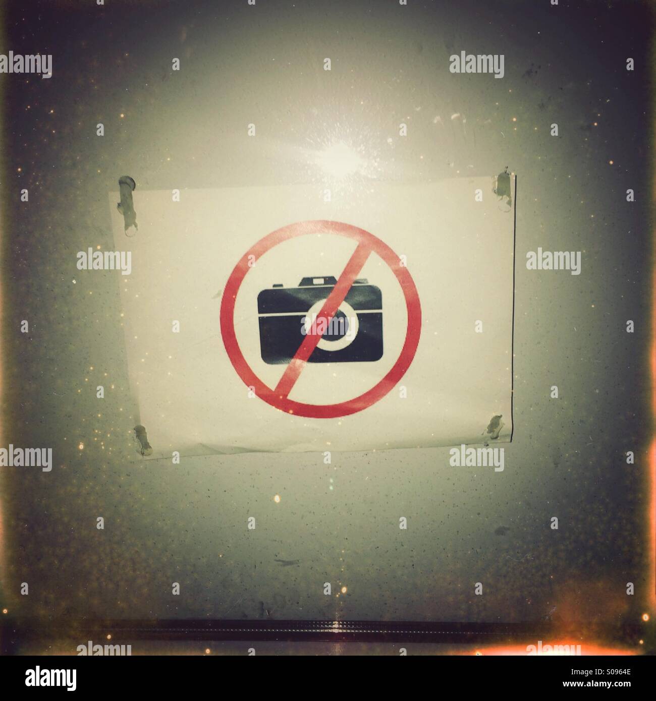 No photography, no pictures symbol on a window - Smartphone Captured Stock Image