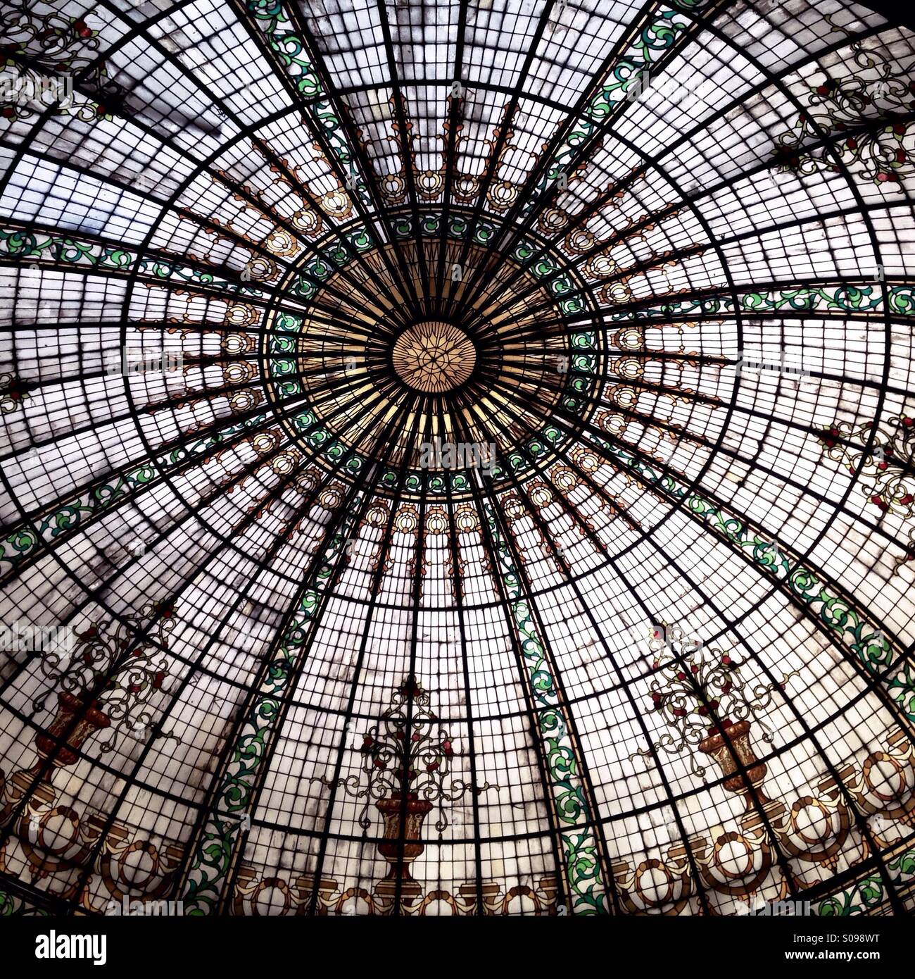 Stained Glass Dome Ceiling At Hotel Bolivar Stock Photo