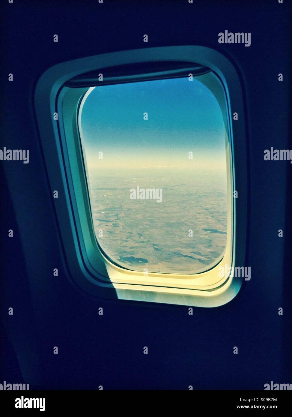 Air plane window internal view Stock Photo - Alamy