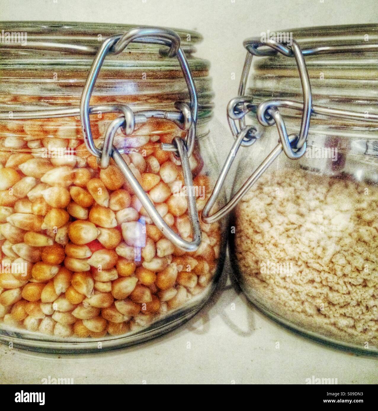 Storage Jars on a kitchen shelf - Smartphone Captured Stock Image