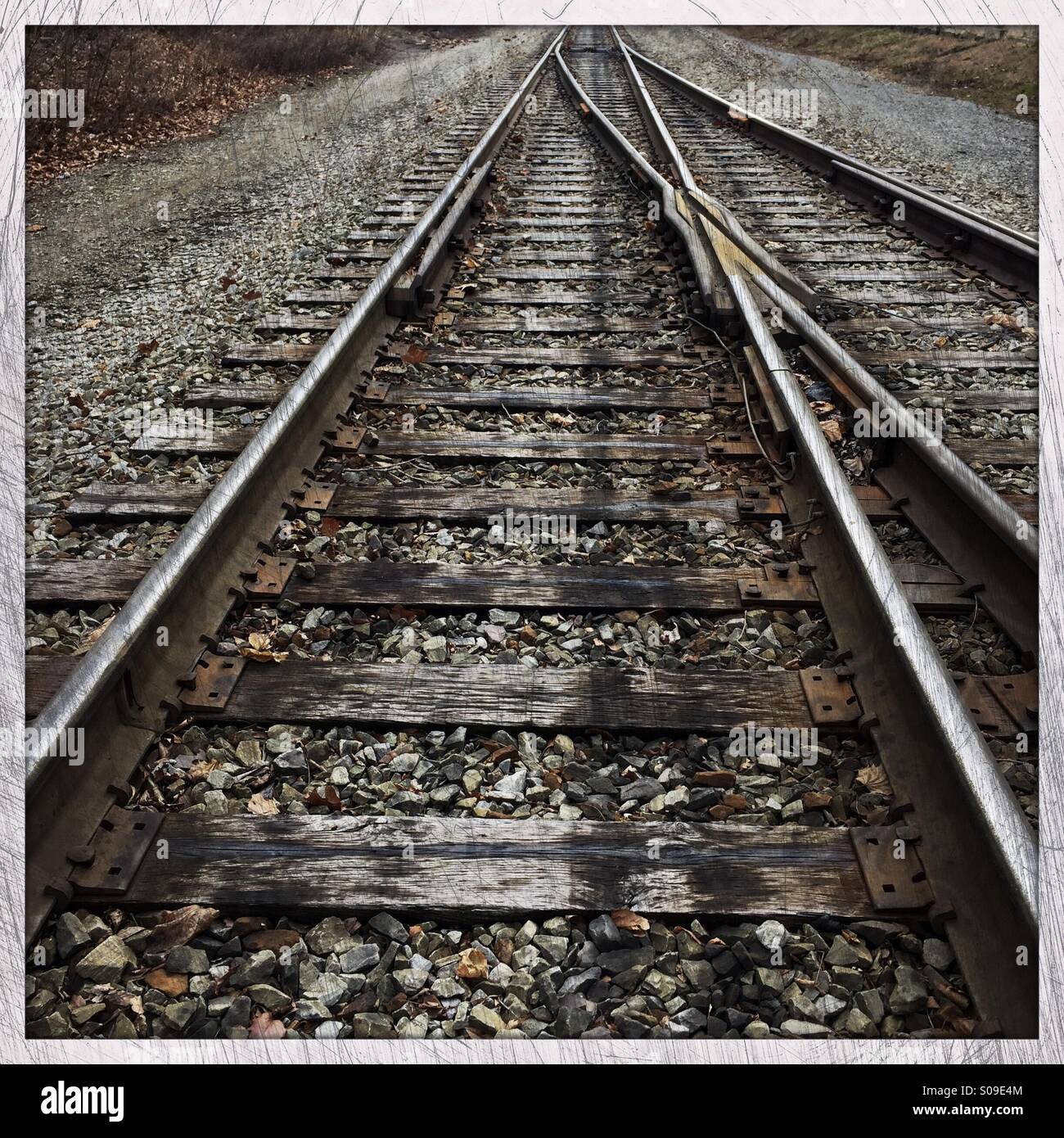 Merging Railroad Tracks Stock Photo Alamy