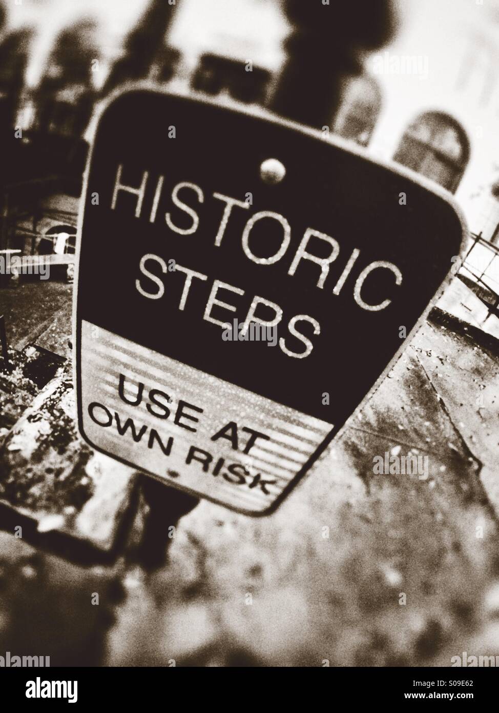 Historic Steps Sign in Savannah GA Stock Photo