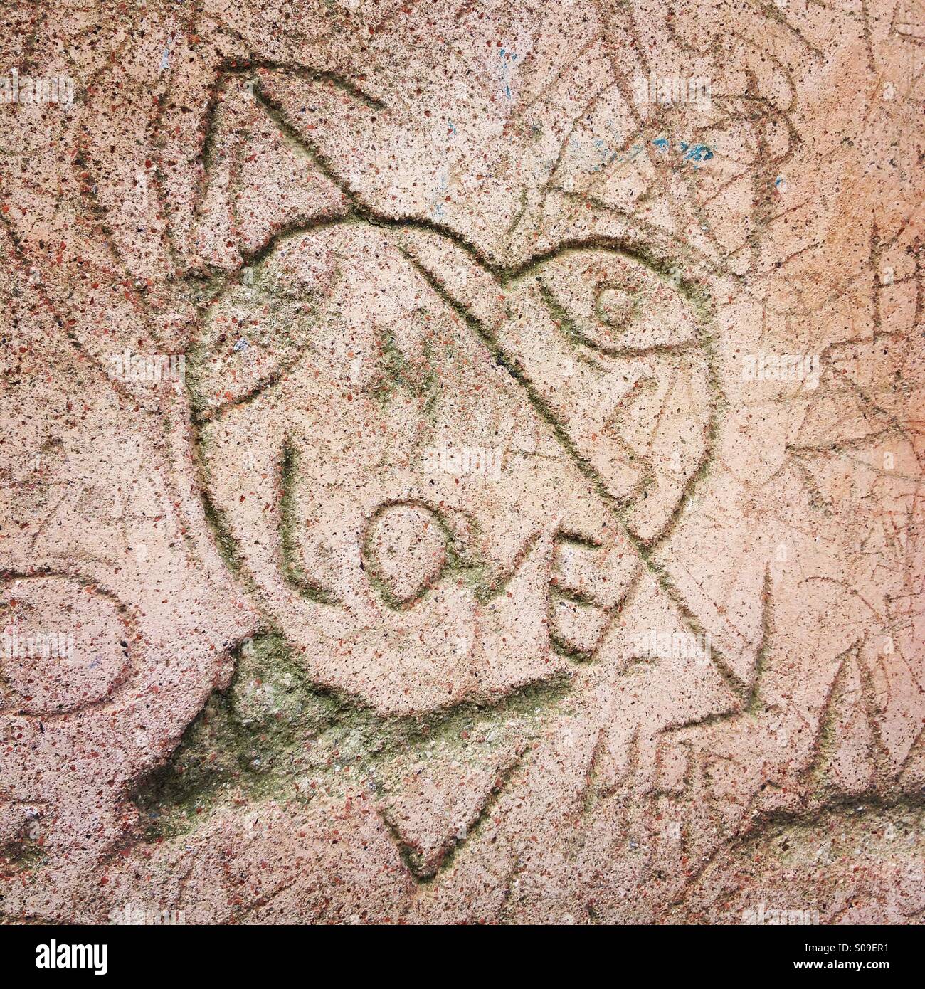 A love heart etched on a wall in Essaouira, Morocco Stock Photo