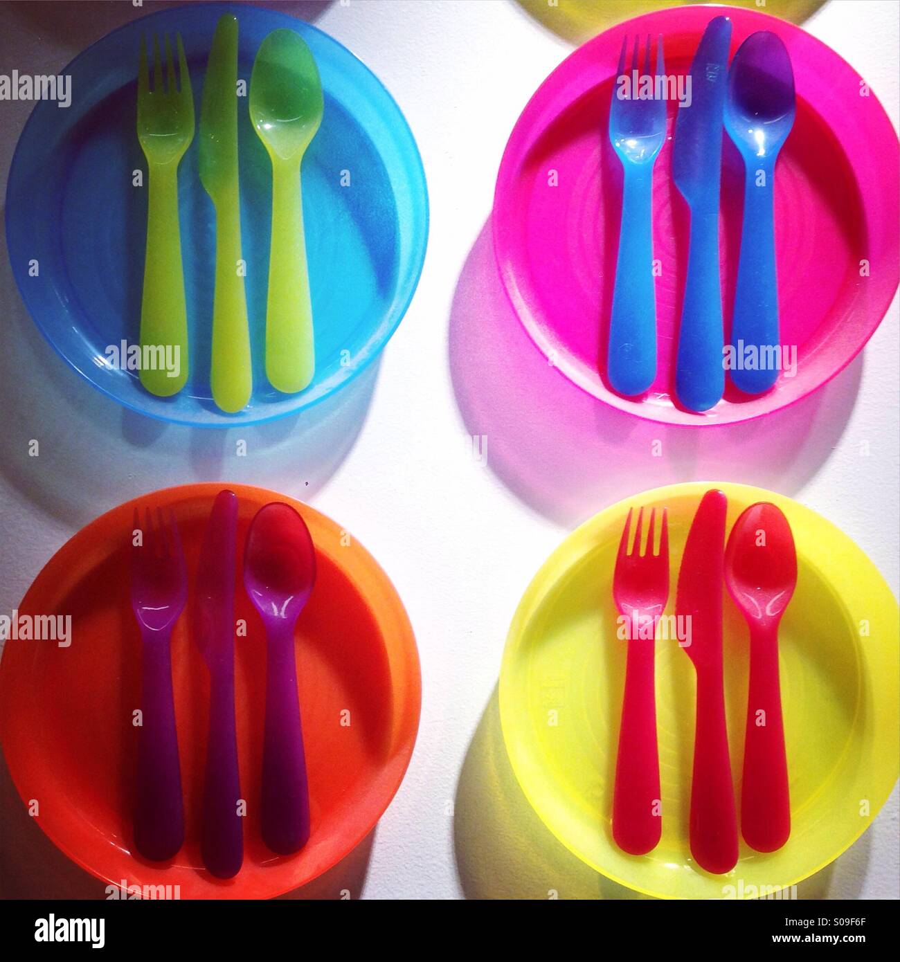 Colorful table settings Stock Photo Alamy