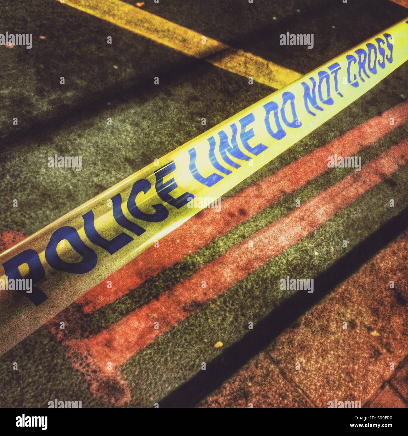 A Police line - Smartphone Captured Stock Image