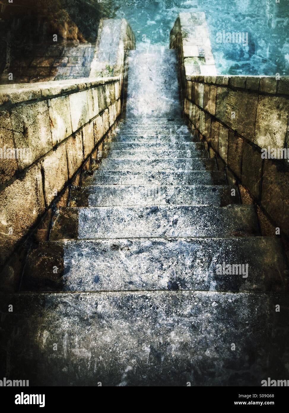 Down the stairs to the sea - Smartphone Captured Stock Image