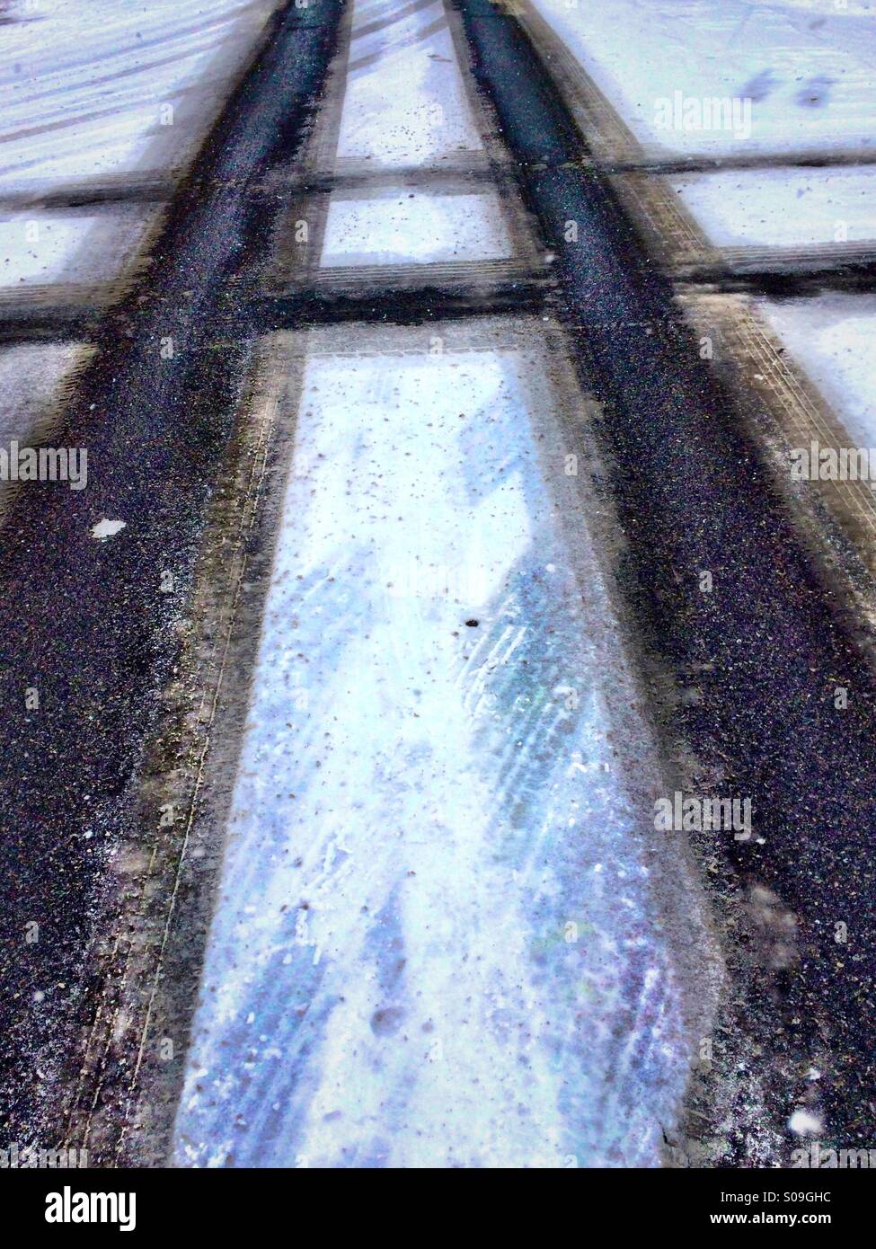 Snow in road Stock Photo