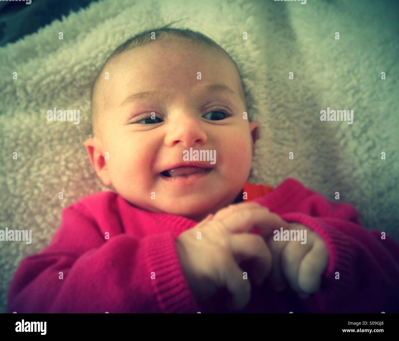 Two months baby speaking - Smartphone Captured Stock Image