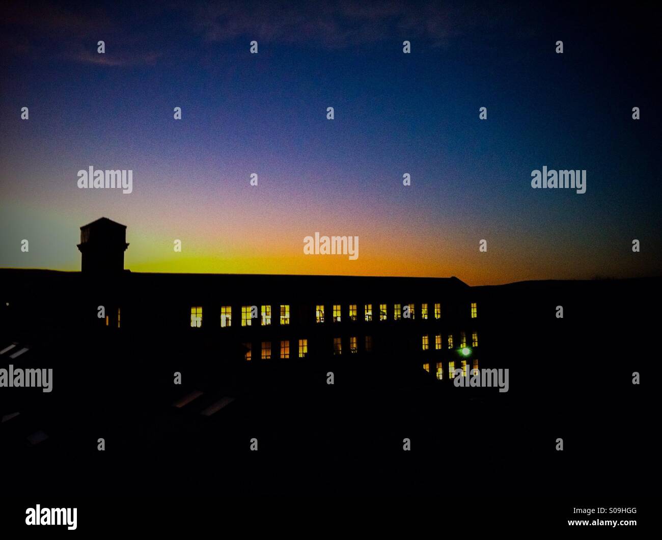 Sunset over mill otley Yorkshire - Smartphone Captured Stock Image