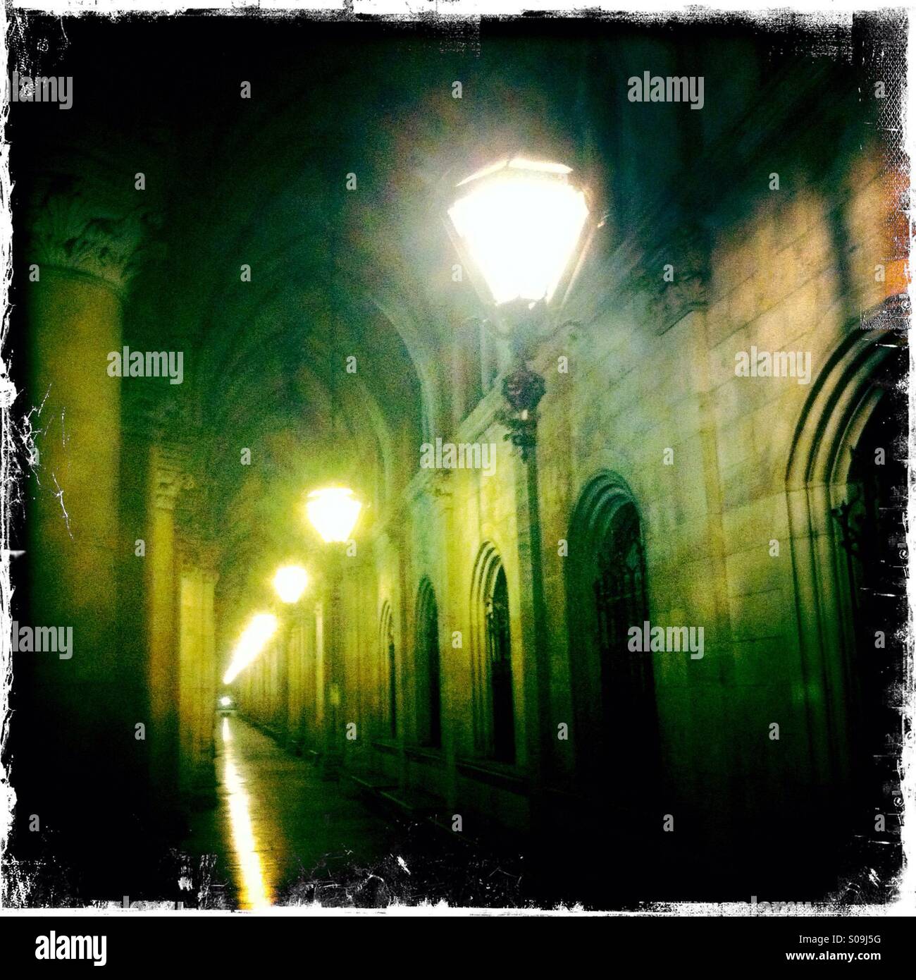 Lanterns in an old hallway. - Smartphone Captured Stock Image
