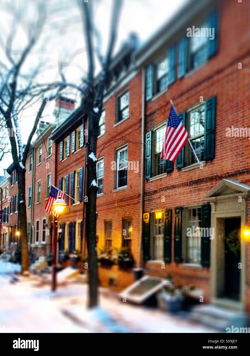 Row houses, Philadelphia Rittenhouse Square Neighborhood Stock Photo