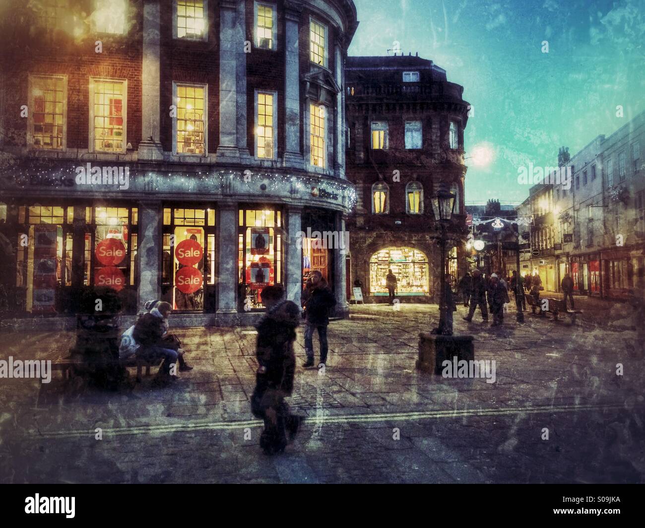 Shopping street at night York North Yorkshire England UK - Smartphone Captured Stock Image