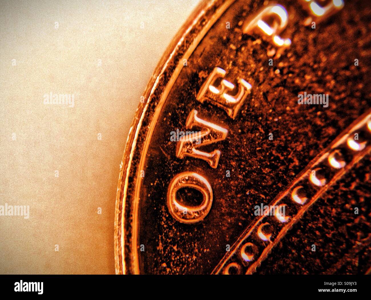 Penny coin - Smartphone Captured Stock Image