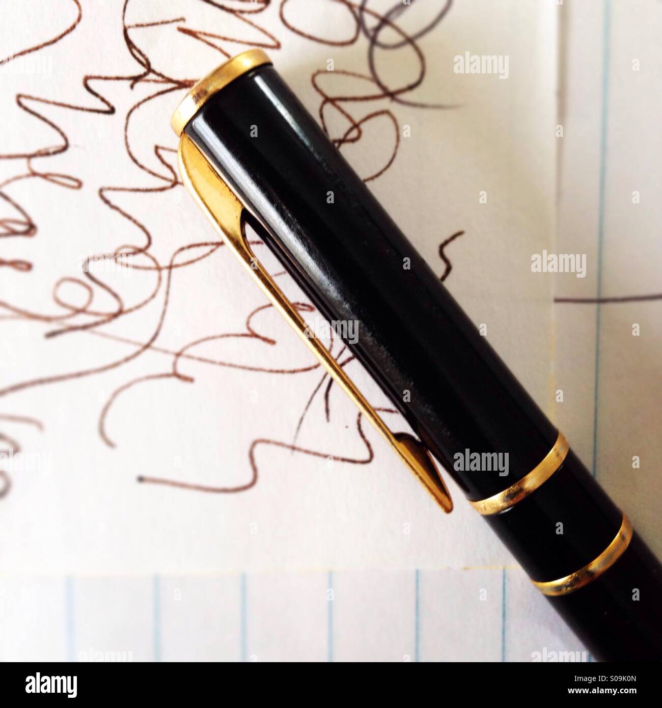 Fountain pen with doodles Stock Photo Alamy