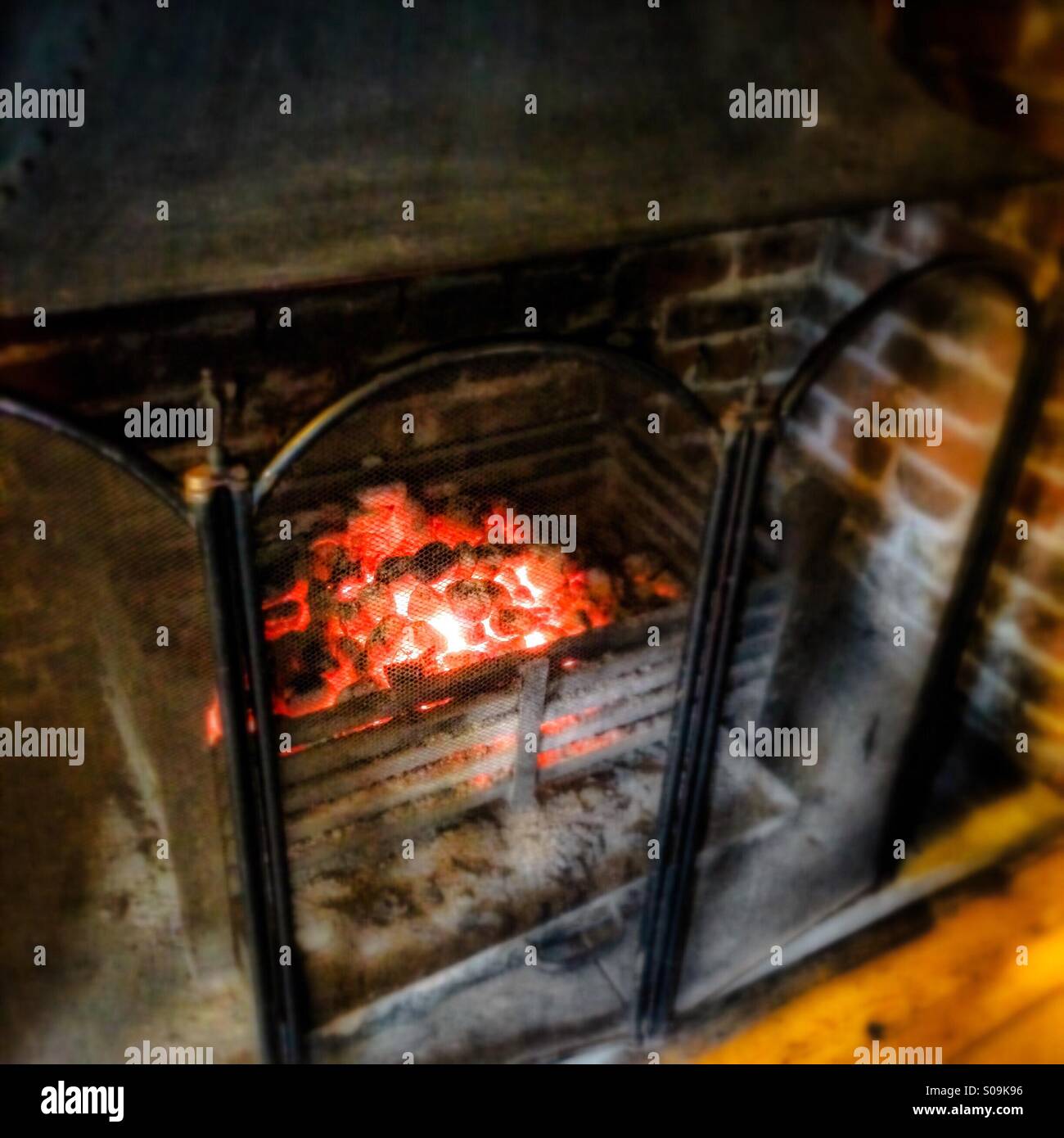 Wood burning fireplace - Smartphone Captured Stock Image