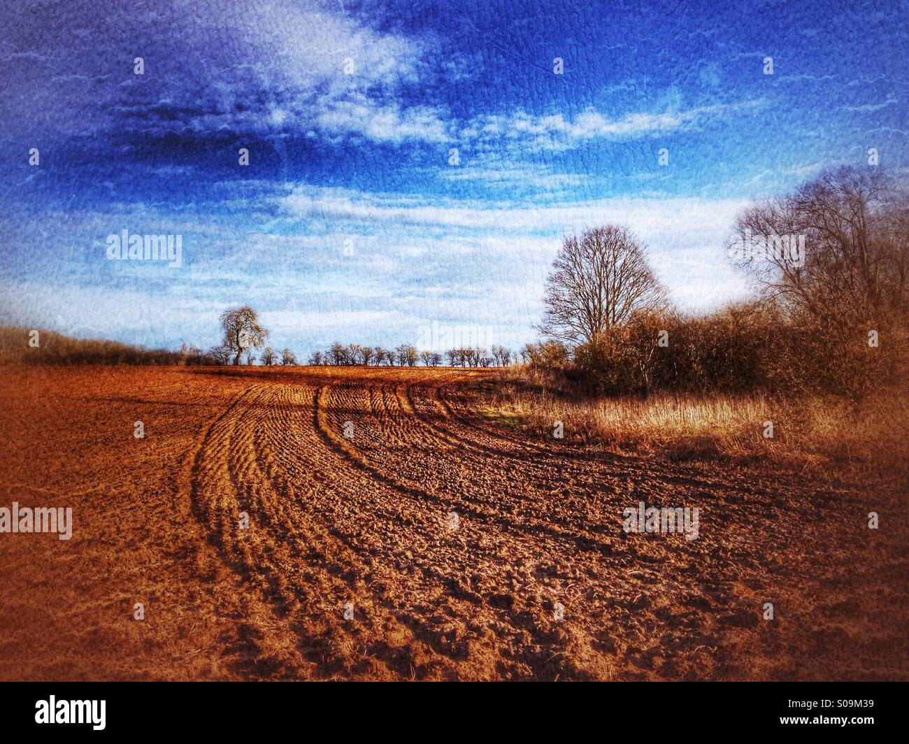 Ploughed field. Sudbrook, Lincolnshire, England. - Smartphone Captured Stock Image