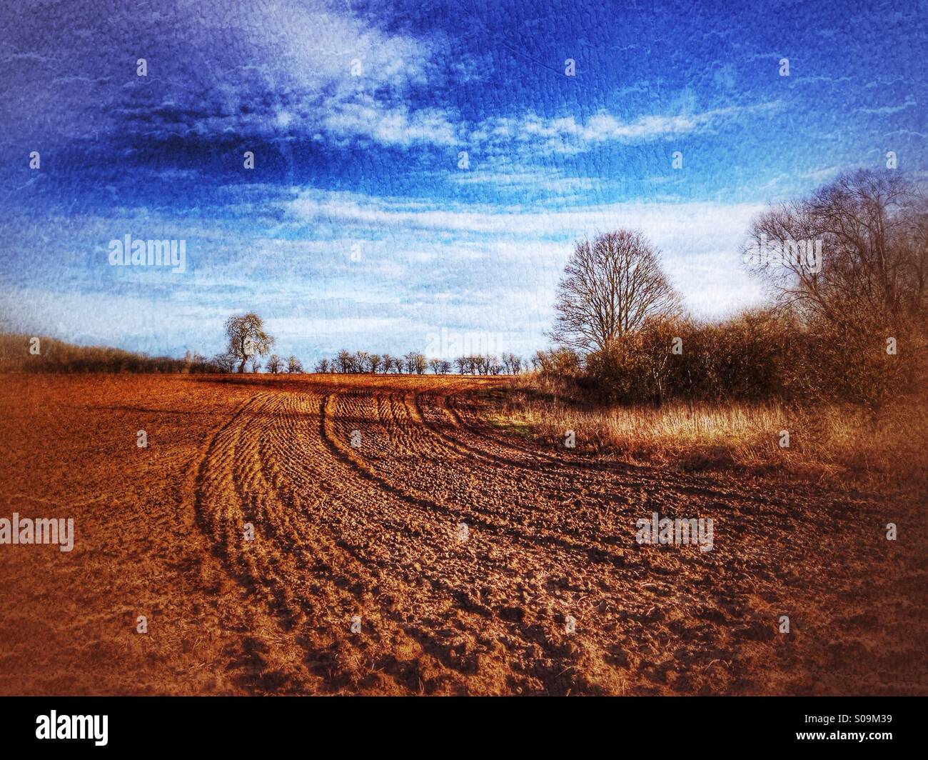 Ploughed field. Sudbrook, Lincolnshire, England. Stock Photo