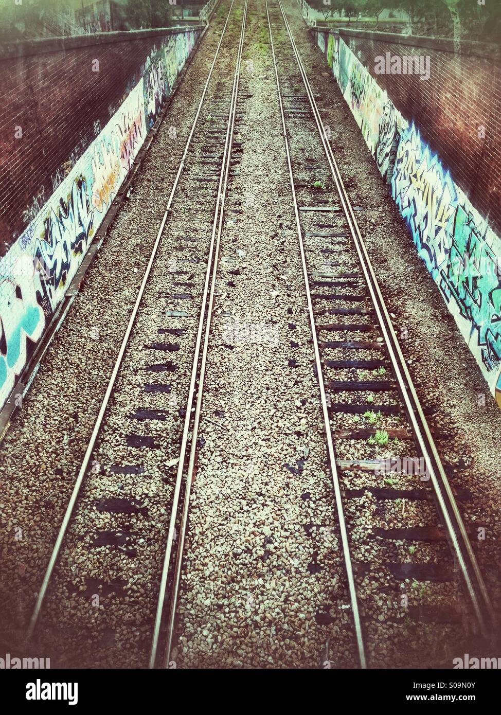Railway view from a bridge, - Smartphone Captured Stock Image