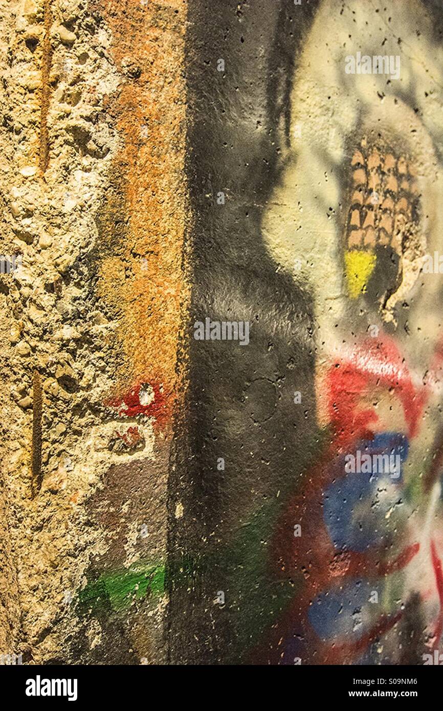 A piece of the Berlin wall on display at the Nixon Library in Yorba