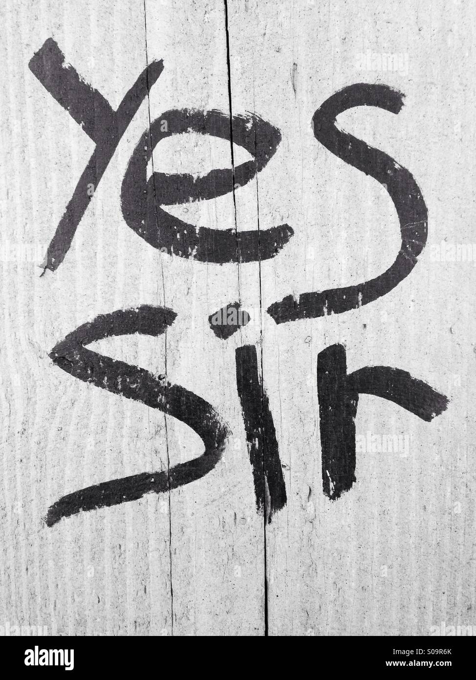 Graffiti , yes sir on a post Stock Photo Alamy