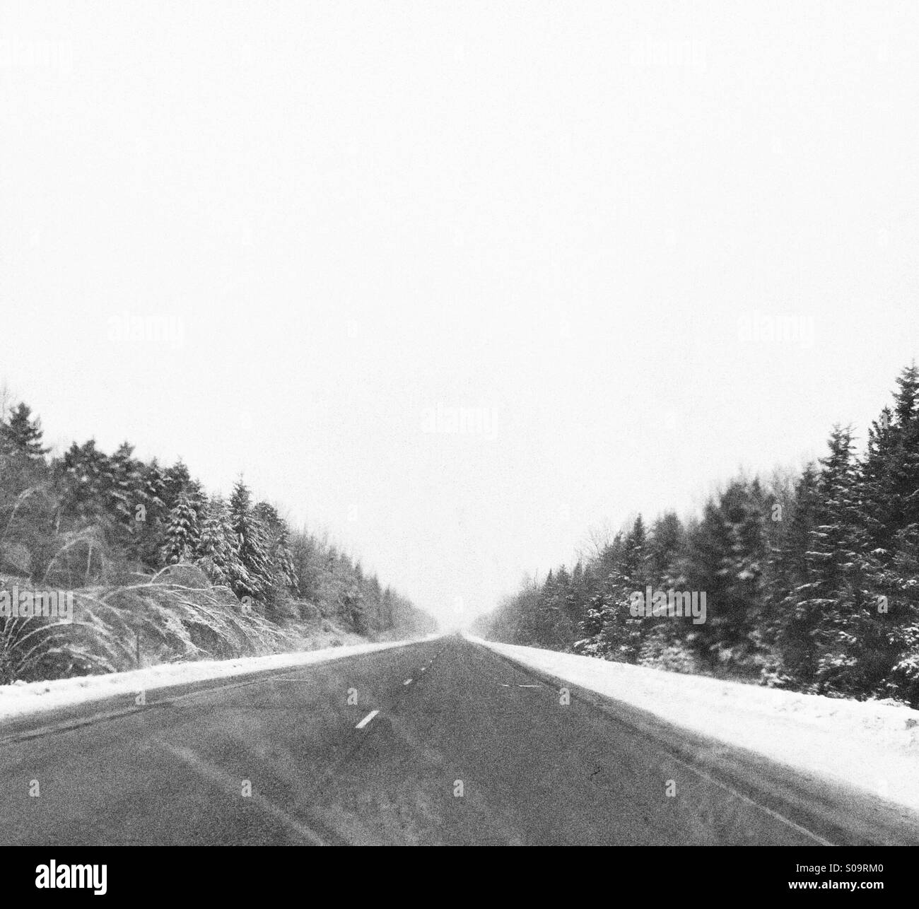 Highway in winter weather - Smartphone Captured Stock Image